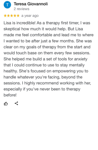 google review for Lisa Penny by Teresa Giovannoli